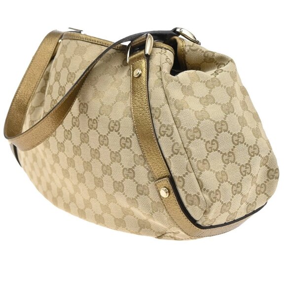GUCCI Logo GG Pattern Shoulder Tote Bag Canvas Leather Brown Gold Italy 82EF170 - Picture 4 of 16